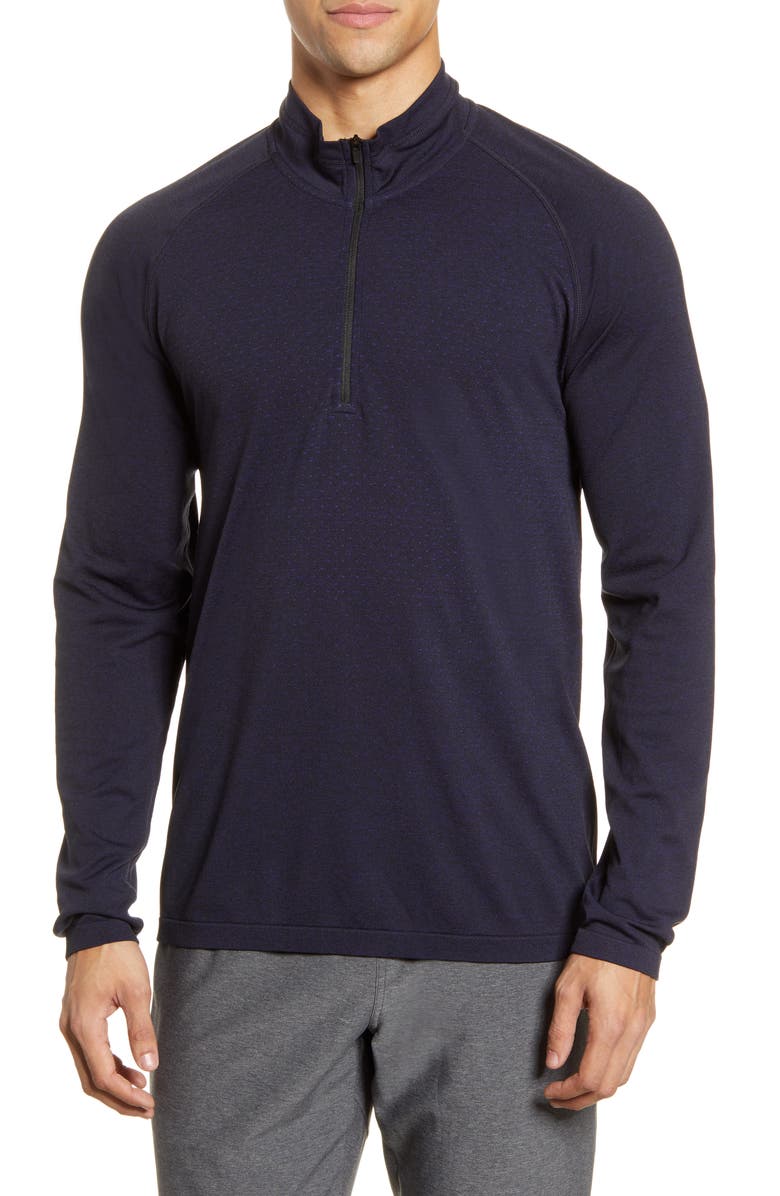 Zella Seamless Performance Quarter Zip Pullover, Main, color, 