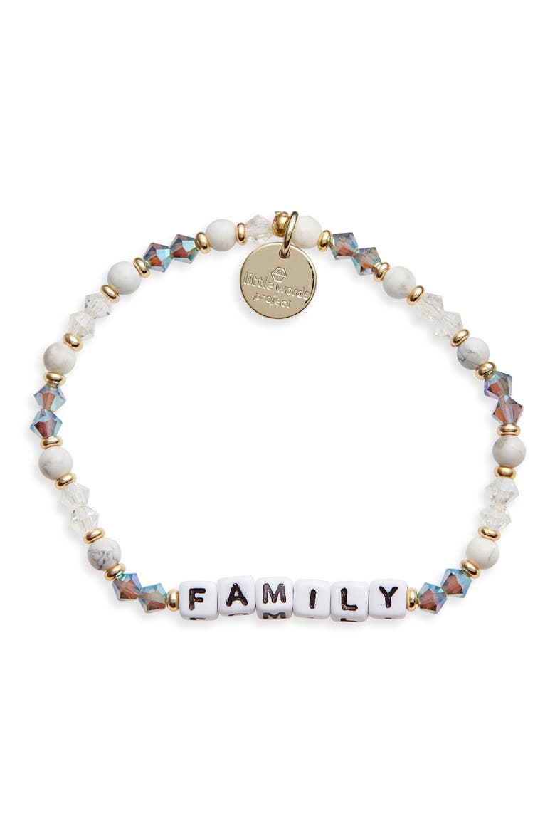 Family Beaded Stretch Bracelet, Main, color, MULTI/ WHITE