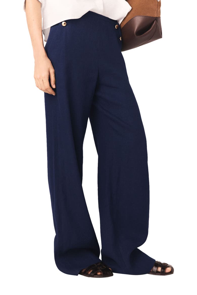 Linen-blend sailor trousers, Alternate, color, Navy