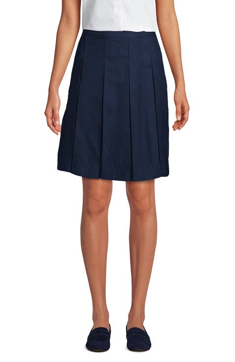 School Uniform  Solid Box Pleat Skirt Top of Knee