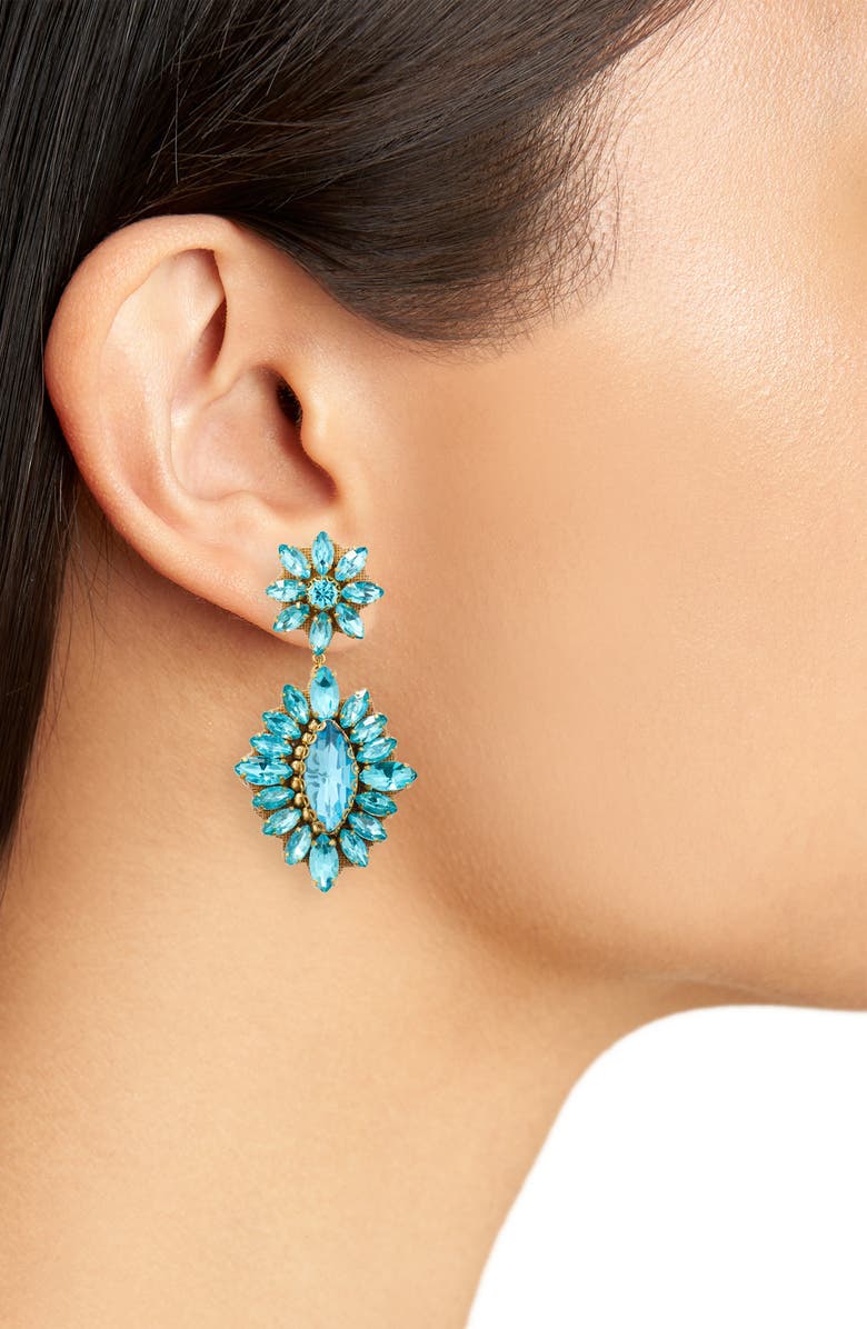 Deepa Gurnani Alianah Crystal Drop Earrings, Alternate, color, Aqua