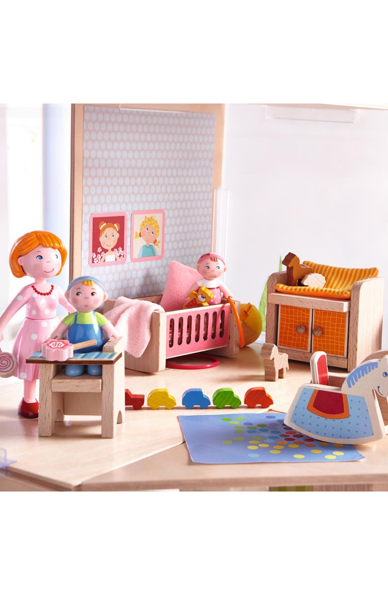 HABA Little Friends Children's Nursery Room - Dollhouse Furniture for 4" Dollhouse Dolls, Alternate, color, Multi
