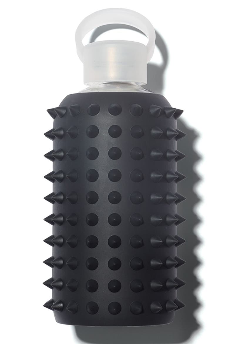 bkr® Spiked 16-Ounce Silicone Glass Water Bottle, Main, color, JET