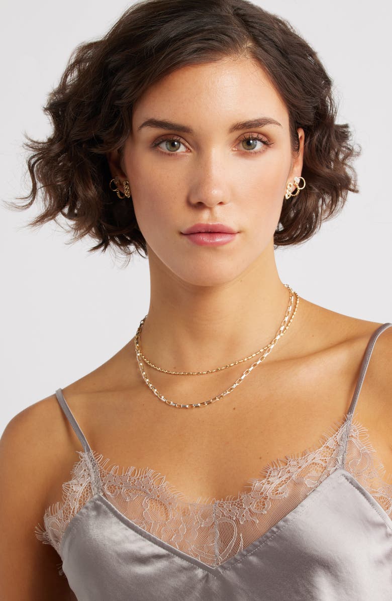 Chelsea28 Set of Two Demi Fine Chain Necklaces, Alternate, color, Gold- Silver