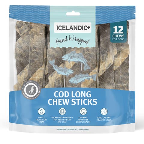 Cod Skin 10" Long Dog Chew Sticks Treat, 2 Pack Bag