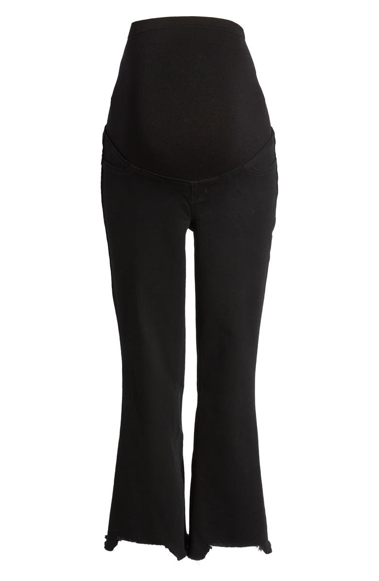 1822 Denim High Waist Fray Hem Crop Demi Bootcut Maternity Jeans, Alternate, color, 