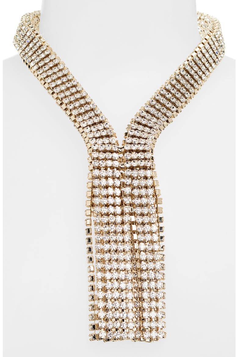 Crystal Chain Tassel Collar Necklace, Alternate, color, GOLD / CRYSTAL