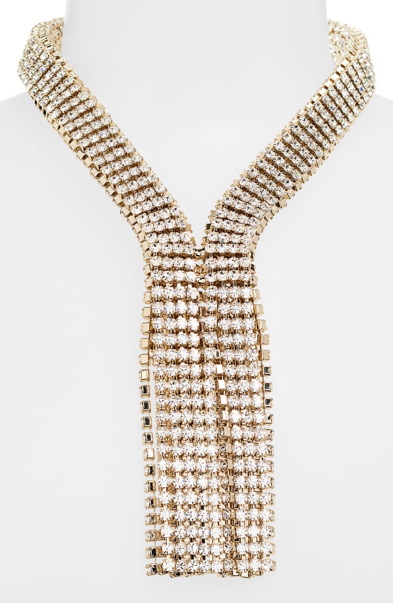 Rabanne Crystal Chain Tassel Collar Necklace, Alternate, color, 