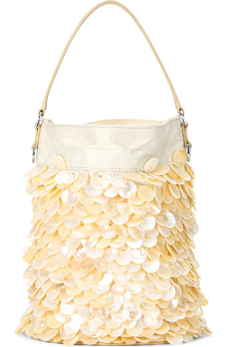 STAUD Mini Lila Pearl Paillette Bucket Bag, Alternate, color, Cream