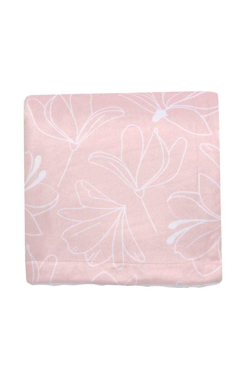 Lambs & Ivy Petals Floral Fleece Faux Shearling Soft Baby Blanket, Alternate, color, Pink
