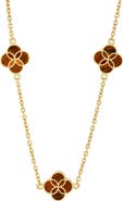 Jan Leslie Sterling With 18K Gold Overlay And Gemstones Triple Petal Station Necklace