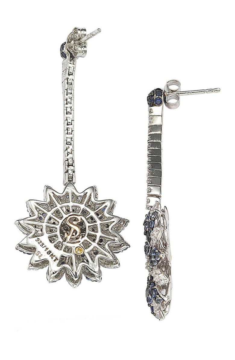 SUZY LEVIAN Sterling Silver Blue Sapphire, Created White Sapphire & Brown Diamond Dangle Earrings - 0.02 ctw, Alternate, color, 