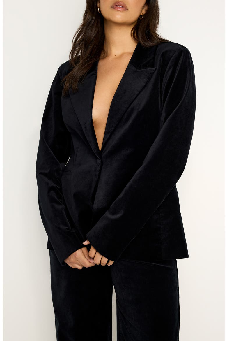 Sculpted Velvet Blazer, Alternate, color, BLACK001