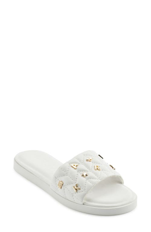 Karl Lagerfeld Carenza Studs Slide Sandal In Bright White