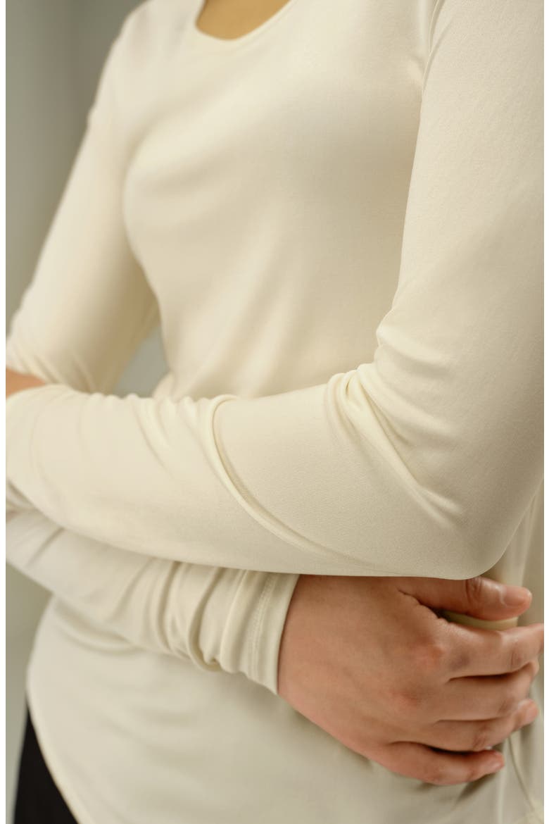Women's Scoop-Neck Pure Silk Slim Fit Top, Alternate, color, Lily White