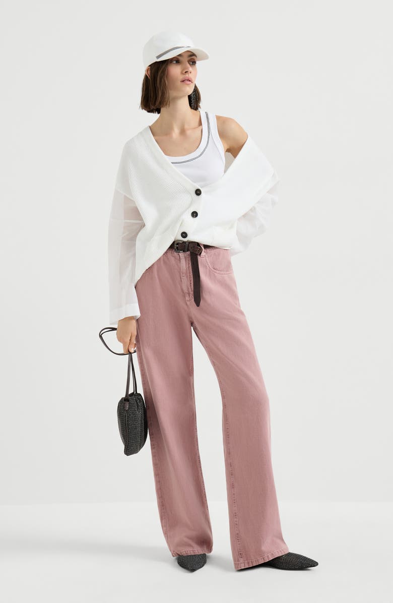 Brunello Cucinelli Rib knit cardigan, Alternate, color, White