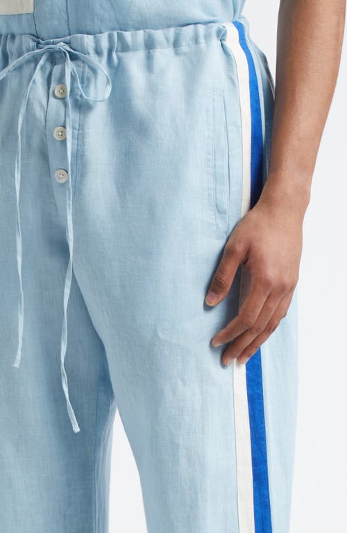Bode Seedling Stripe Pajama Pants In White/blue