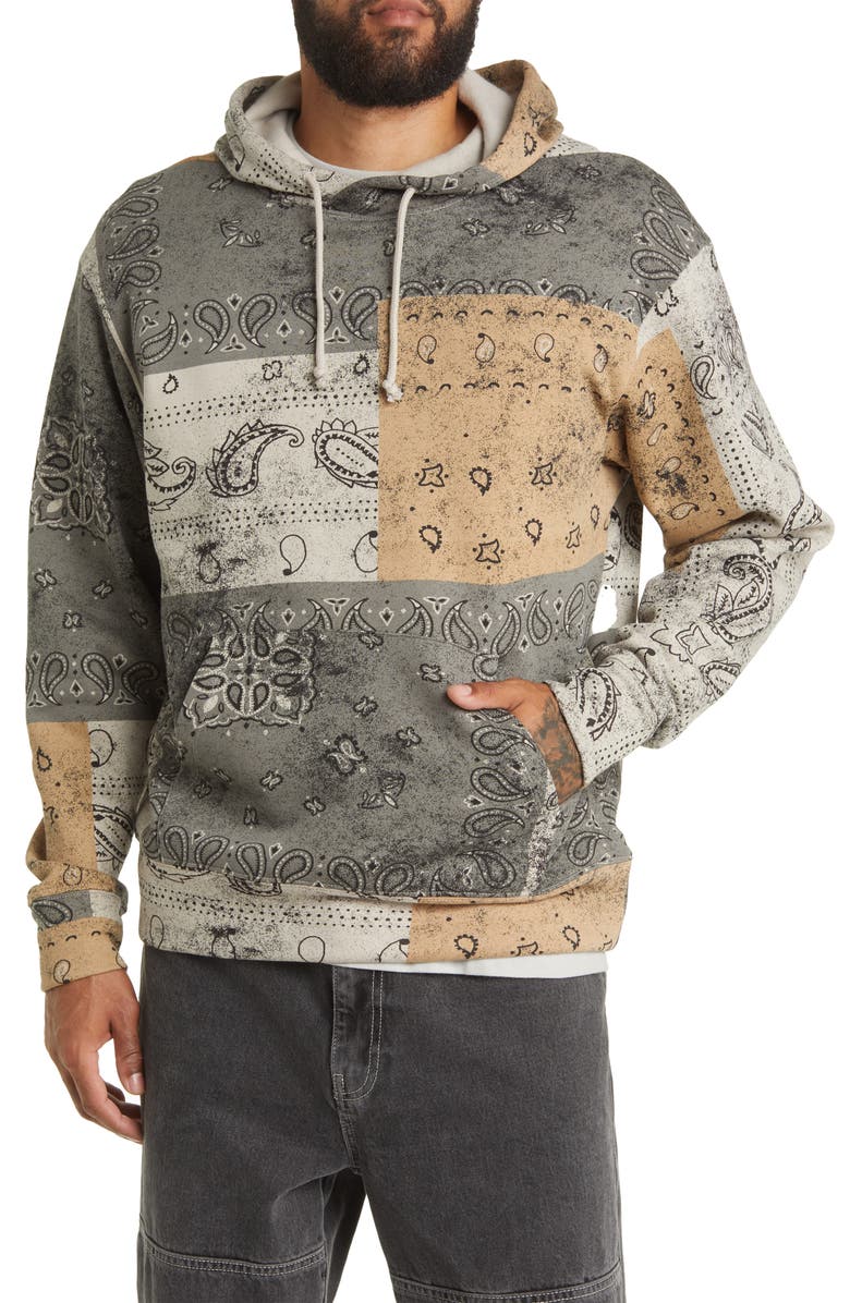 BP. Men's Oversize Bandana Print Fleece Hoodie, Main, color, 