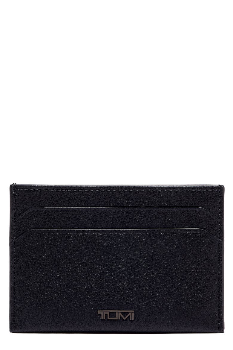 Nassau Slim Leather Card Case, Main, color, BLACK TEXTURED
