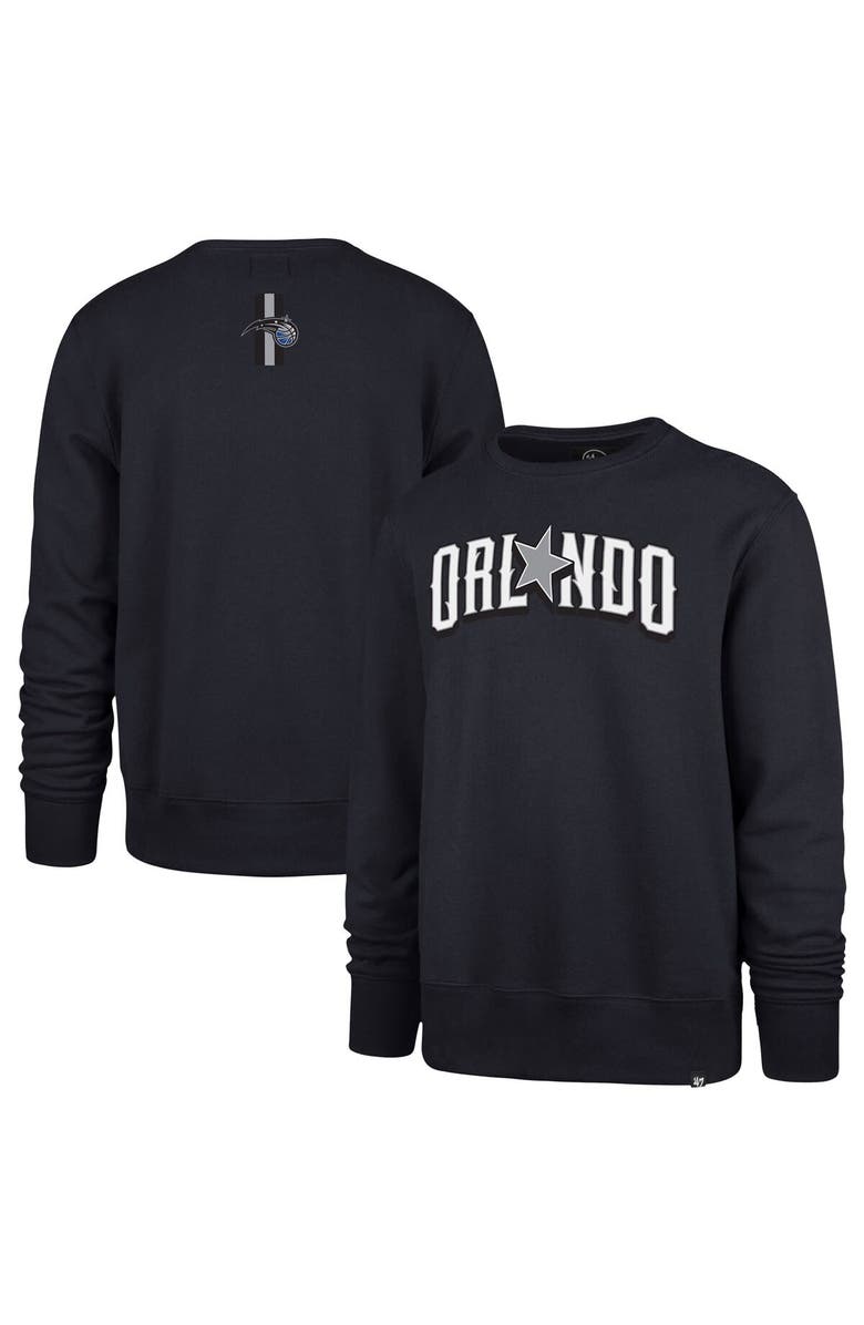 '47 Men's '47 Navy Orlando Magic 2023/24 City Edition Postgame Headline Crew Pullover Sweatshirt, Main, color,
