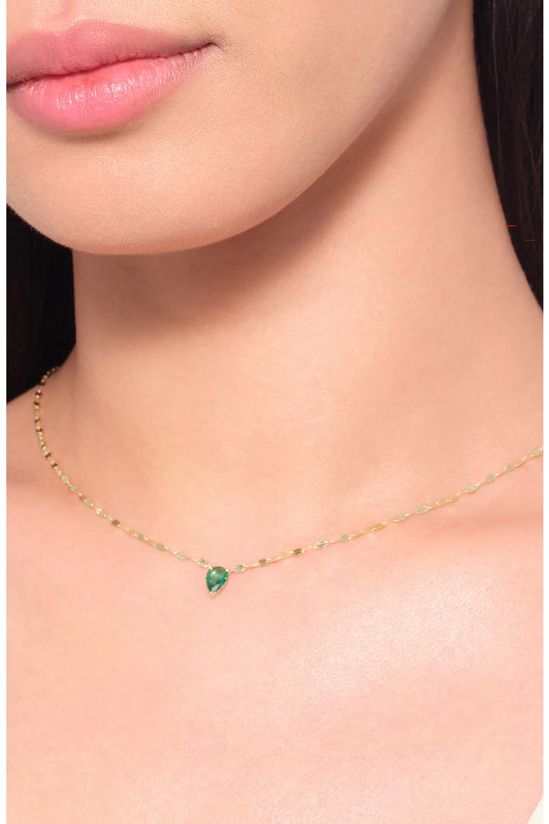 Pear-Cut Emerald Pendant Necklace, Alternate, color, YELLOW GOLD