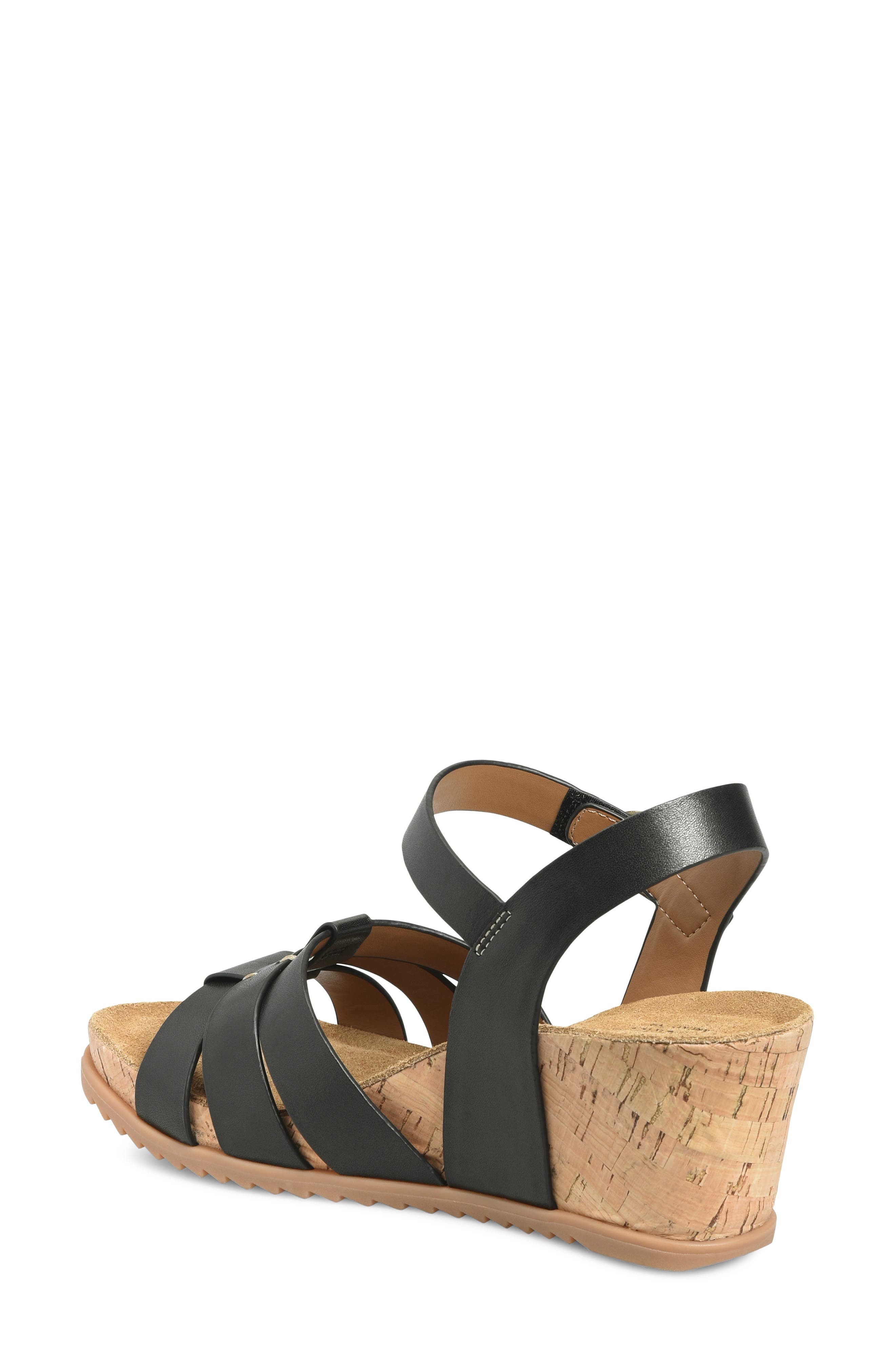 Comfortiva Taralyn Wedge Sandal, Alternate, color, Black/ Black