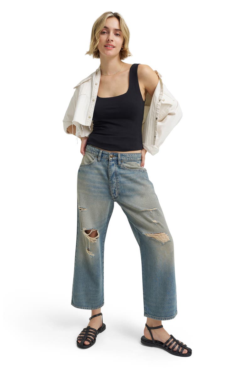Ripped Crop Loose Fit Jeans, Alternate, color, WESTERN BLUES DX