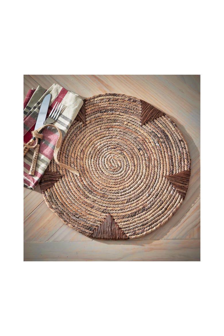 Water Hyacinth Placemat Brown Multi Wipe Clean Perfect for Dining, Alternate, color, Brown