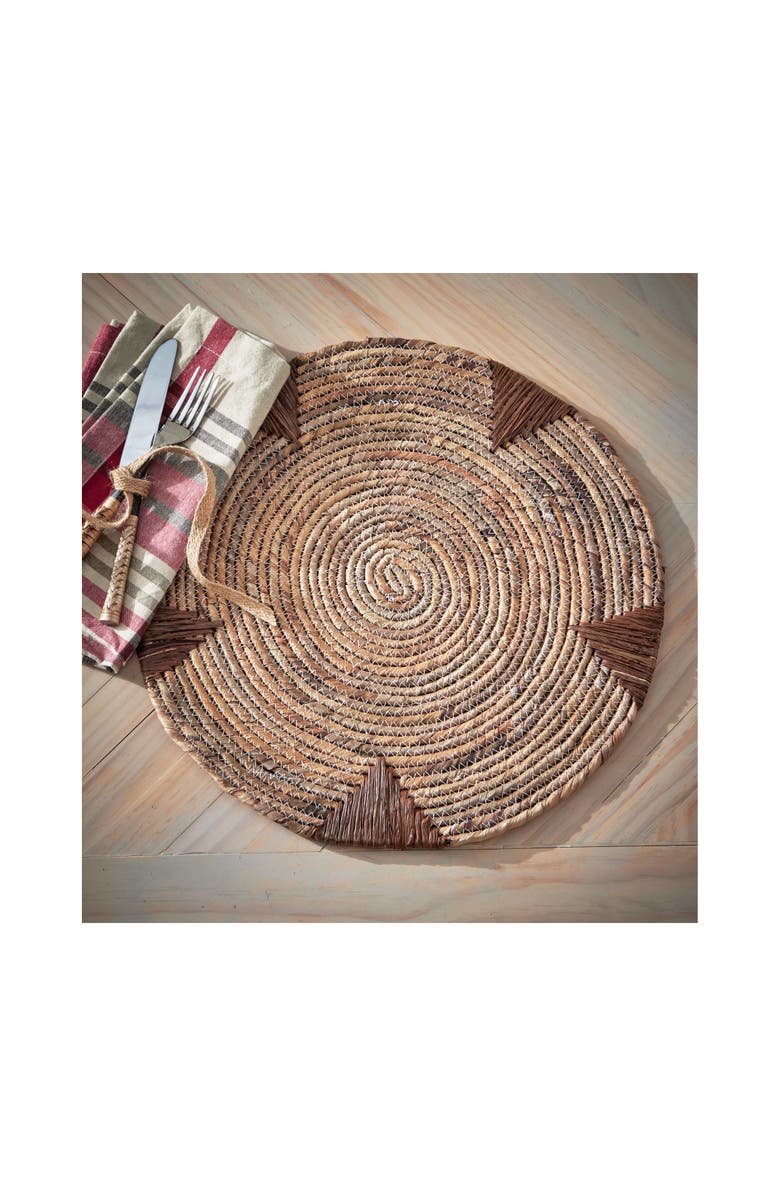 tag Water Hyacinth Placemat Brown Multi Wipe Clean Perfect for Dining, Alternate, color, Brown