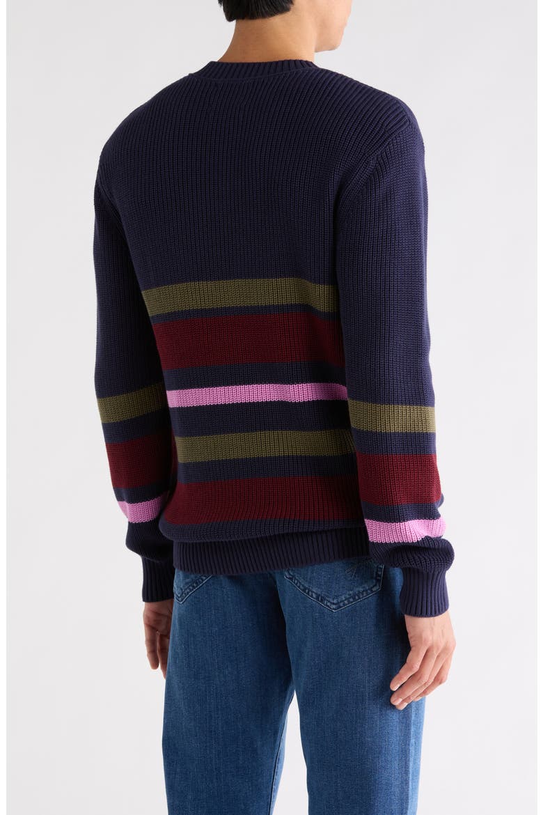 Striped Regular Fit V-Neck Sweater, Alternate, color, DARK GREEN