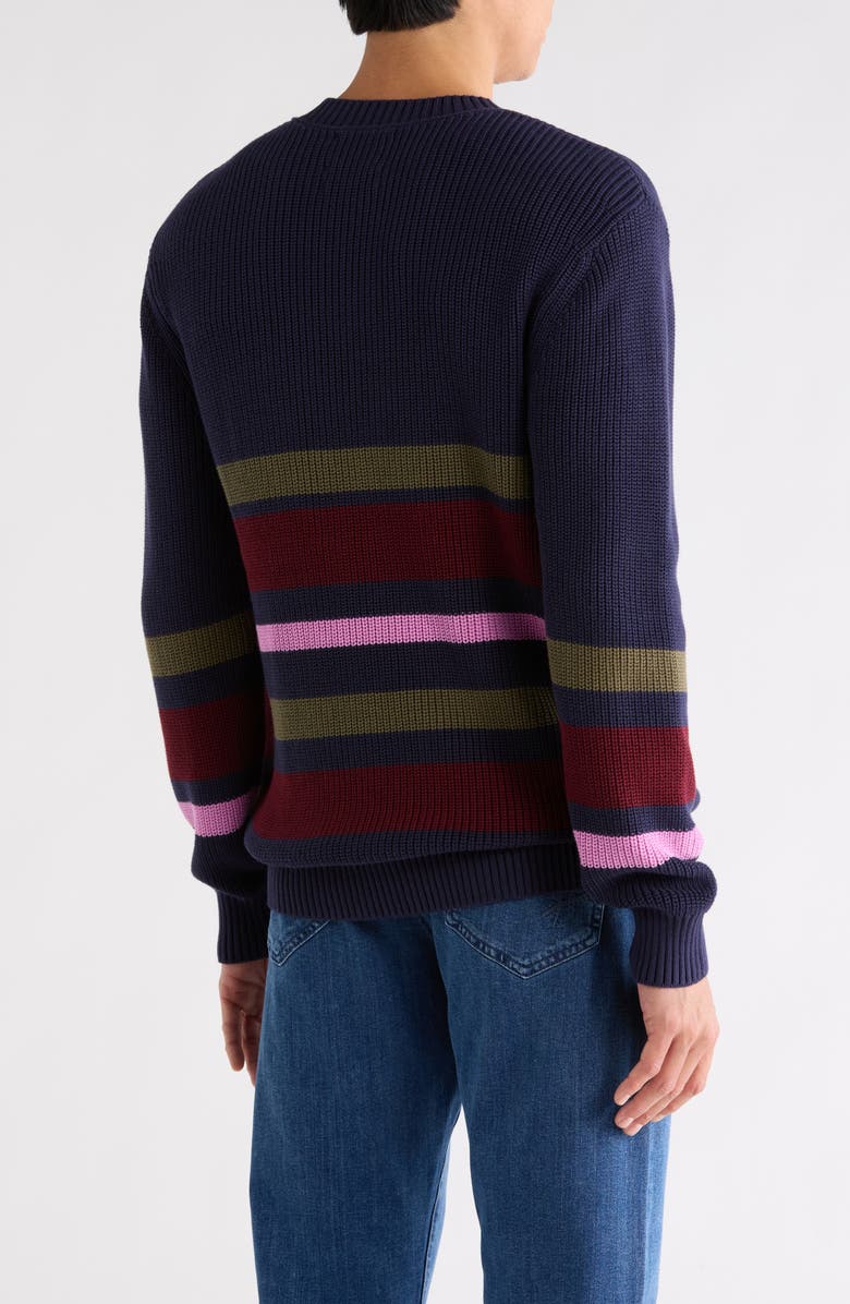 Scotch & Soda Striped Regular Fit V-Neck Sweater, Alternate, color, Dark Green