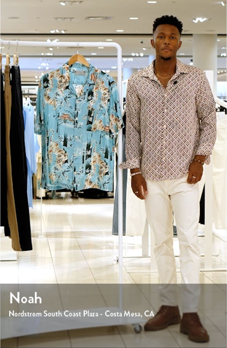 Tagise Relaxed Fit Tiger Print Short Sleeve Button-Up Shirt, sales video thumbnail