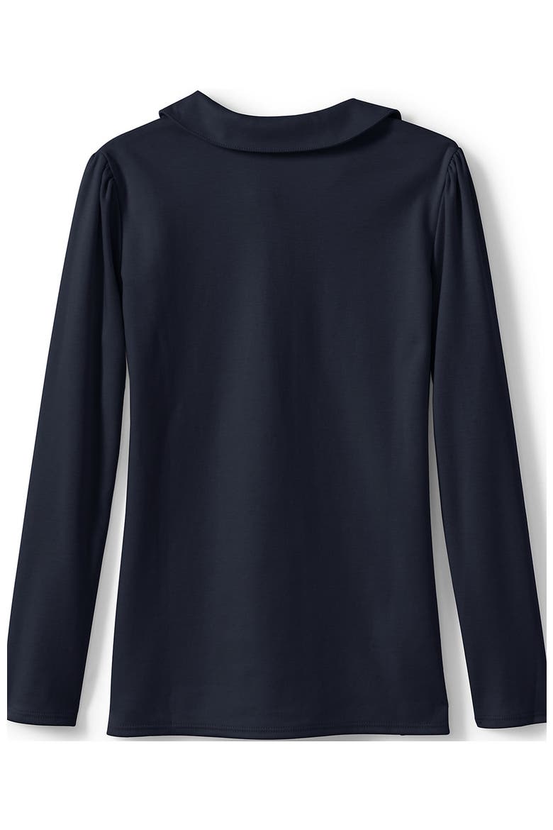 Girls Long Sleeve Peter Pan Collar Polo Shirt, Alternate, color, Classic Navy