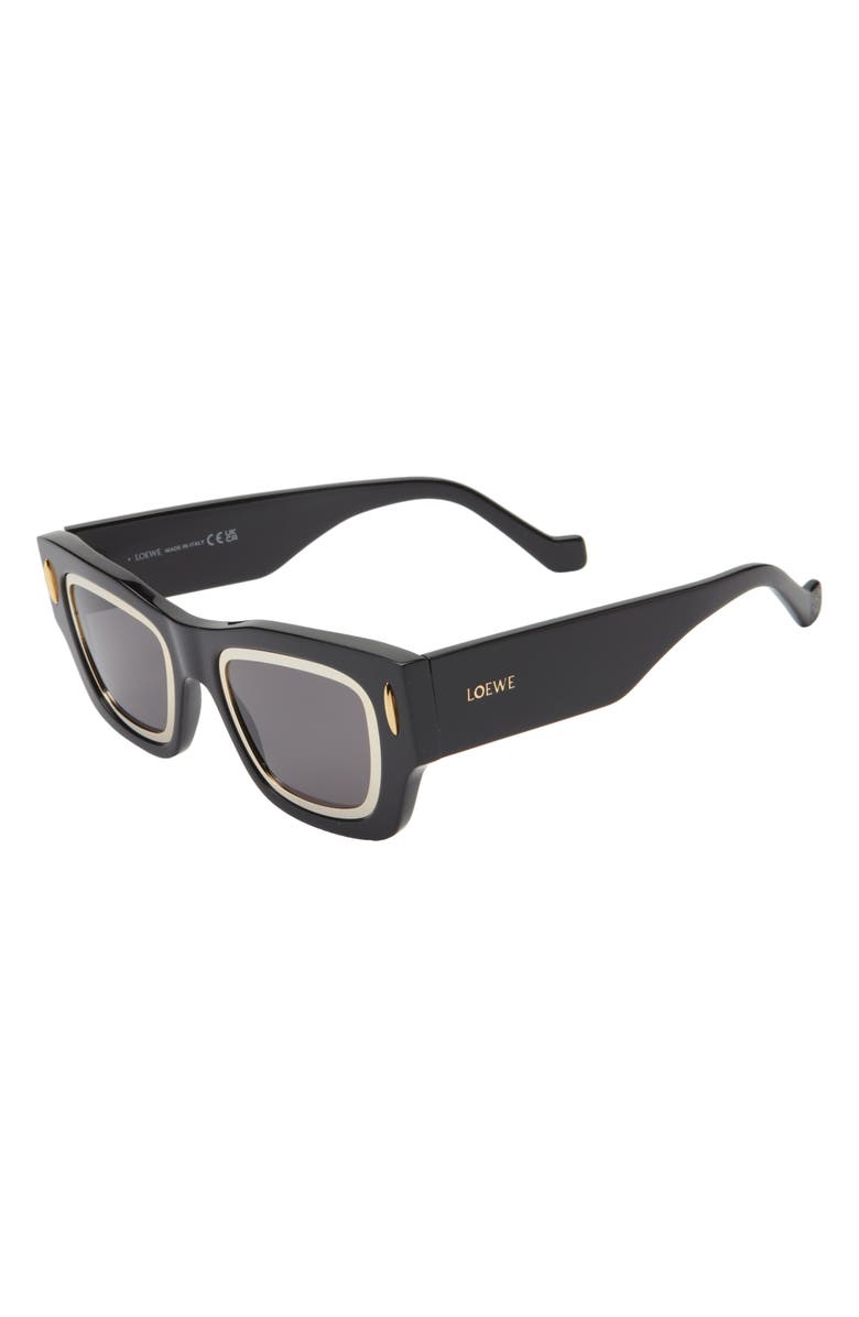 Loewe Signature Geometric Sunglasses, Alternate, color, Shiny Black / Smoke