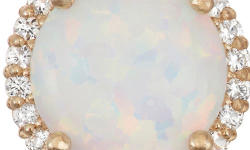 Fzn 10k Gold Opal & Lab Created White Sapphire Stud Earrings In Yellow