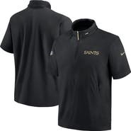 Nike Men's Nike Black New Orleans Saints 2024 Sideline Coach Short Sleeve Half-Zip Hoodie Jacket