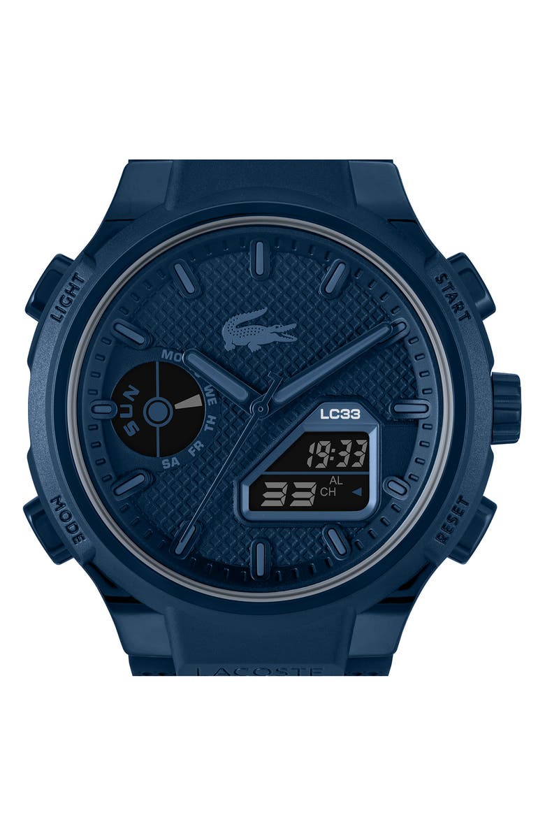 Lacoste LC33 Silicone Strap Watch, 45mm, Alternate, color, Navy