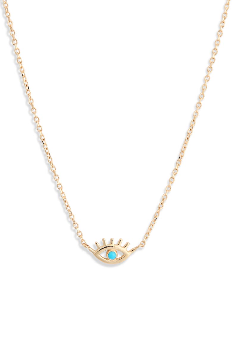 Anzie x Mel Soldera Turquoise Evil Eye Pendant Necklace, Main, color, Turquoise/ Aqua
