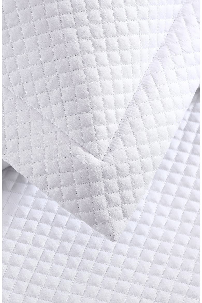 500 Thread Count 100% Certified Egyptian Cotton Sateen Diamond Quilted 3-Piece Coverlet Set, Alternate, color, WHITE