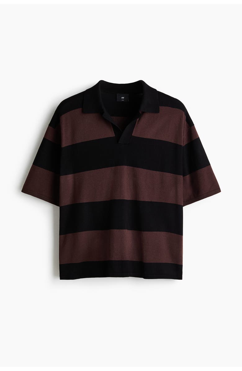 H&M Loose Fit Polo Shirt, Main, color, Brown/Striped