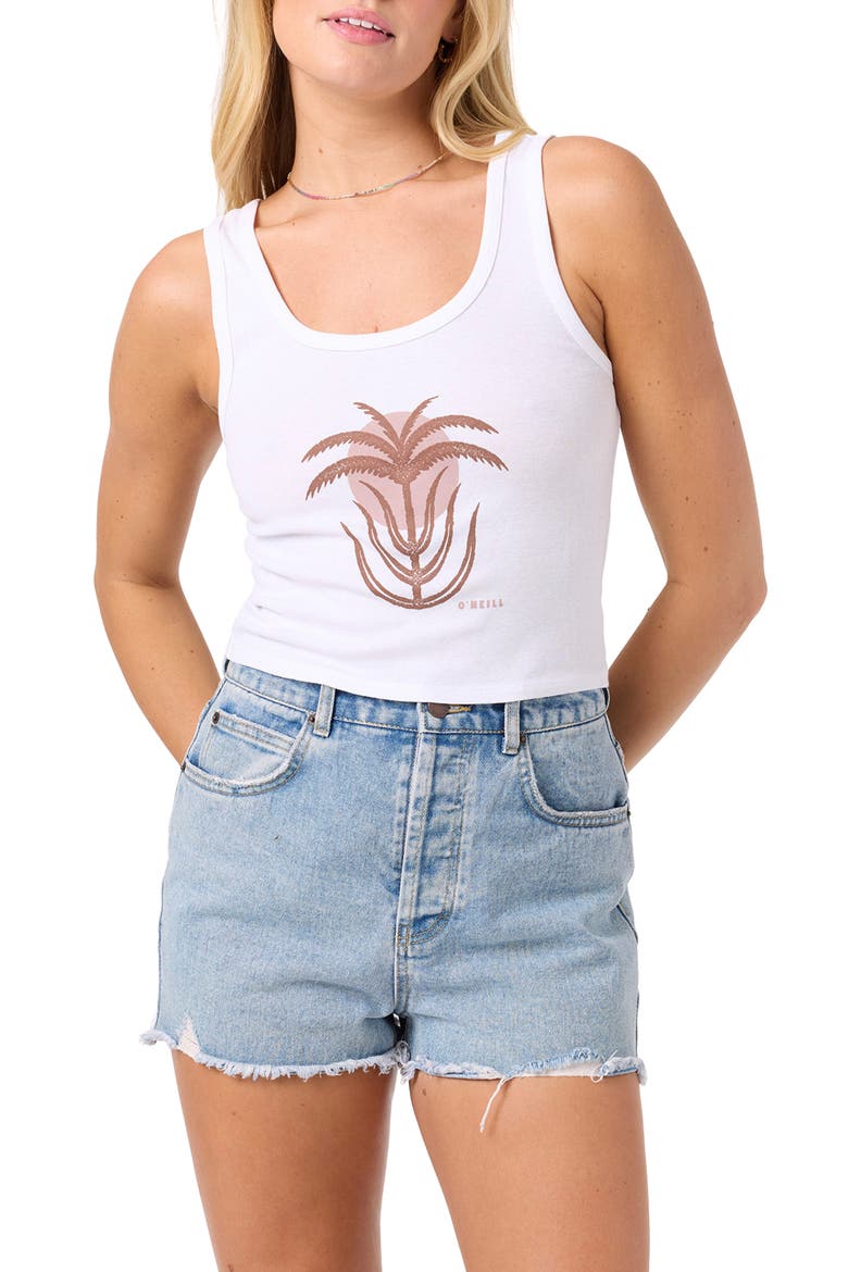 Palm Sun Cotton Graphic Tank, Main, color, WHITE