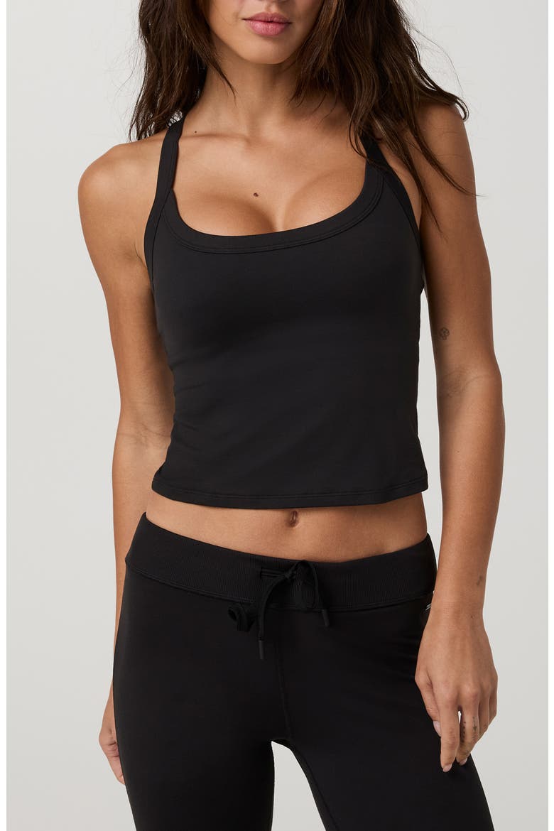 Halo Cross Back Performance Tank, Main, color, SOLID BLACK