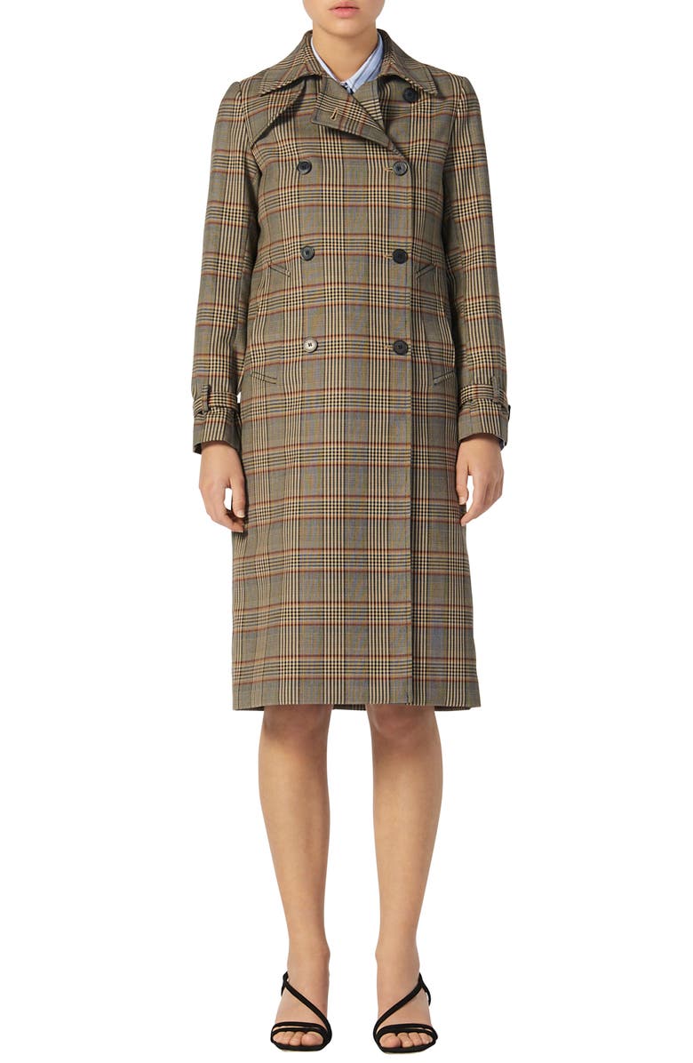 SANDRO Check Plaid Trench Coat, Main, color,