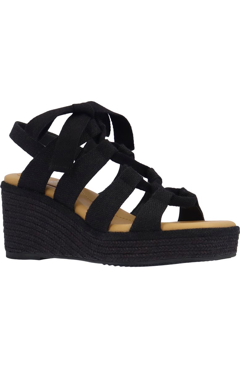 J. Reneé Garlynn Lace-Up Platform Wedge Sandal, Main, color, Black
