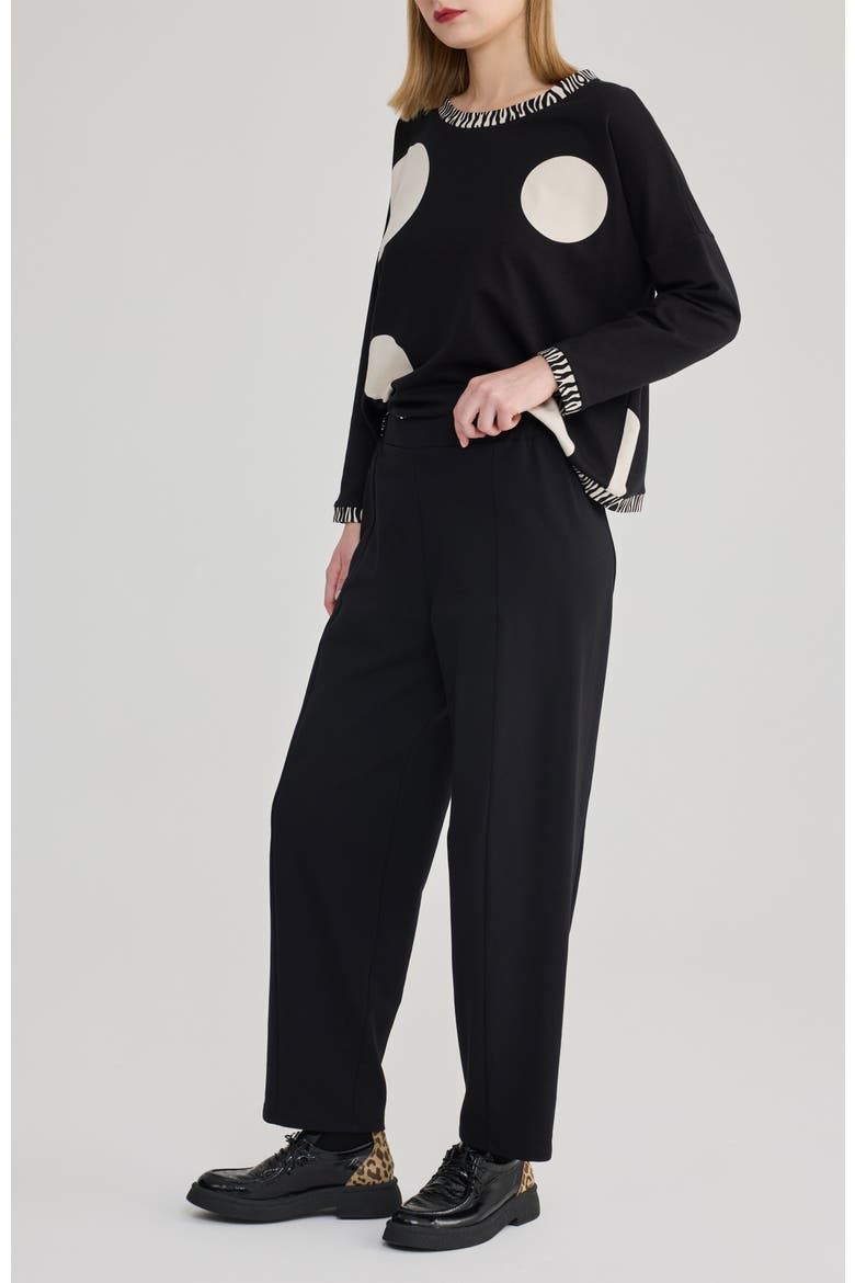 Maja O-Shape Cotton Jersey Pants, Alternate, color, Black