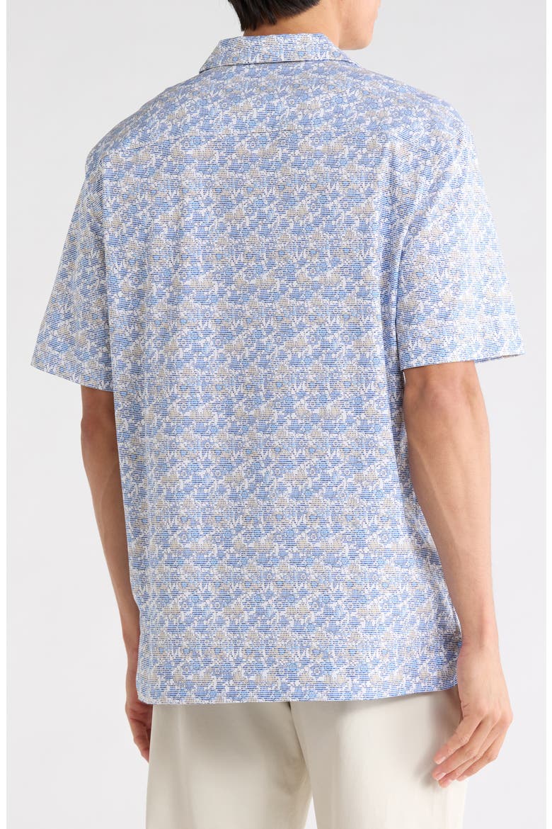 Floral Stretch Cotton Camp Shirt, Alternate, color, CLASSIC BLUE