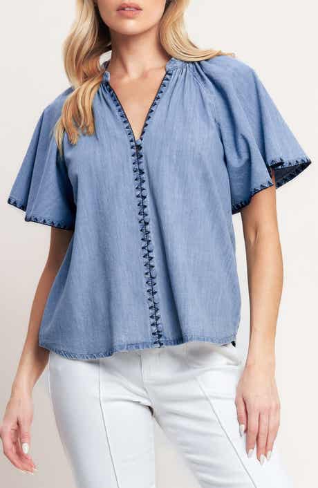 FLYING TOMATO Chambray Button Up Top