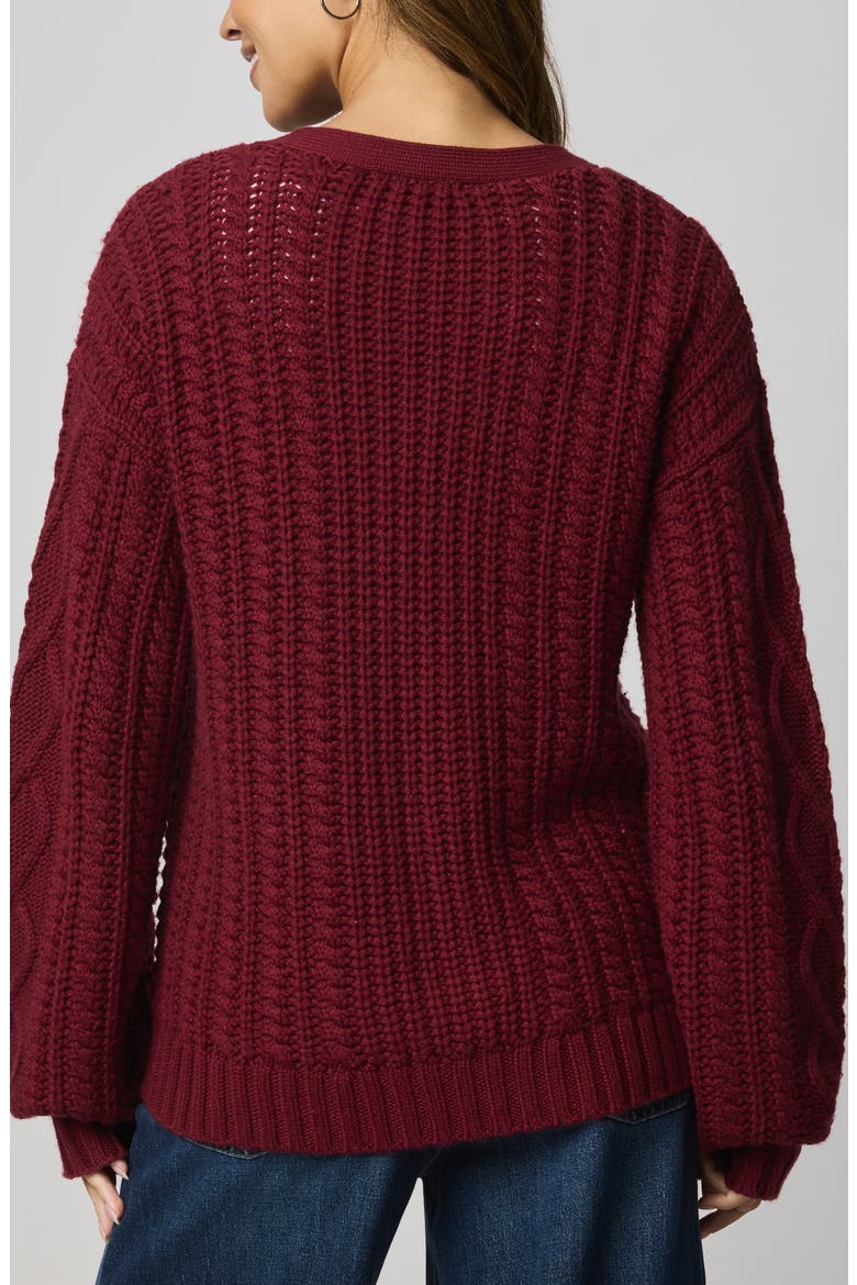 Harlow Hearts Rhinestone Cable Stitch Cardigan, Alternate, color, CHERRY ON TOP RED