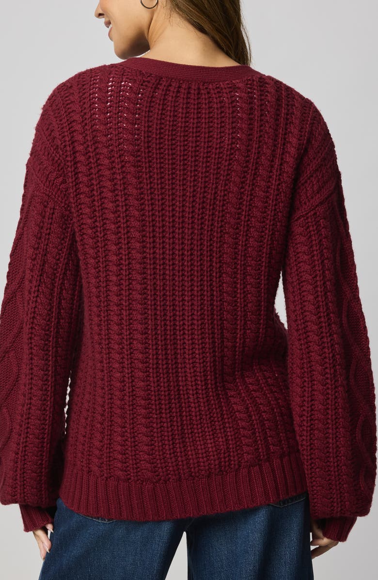 Splendid Harlow Hearts Rhinestone Cable Stitch Cardigan, Alternate, color, Cherry On Top Red