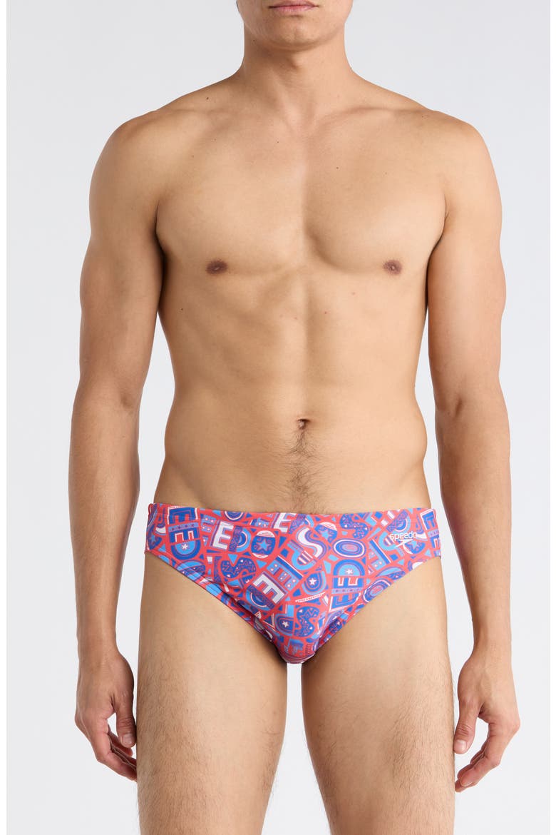 Print Swim Briefs, Main, color, RED